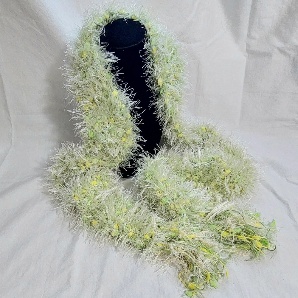 Textured hand knitted 80-inch long winter spring fall scarf